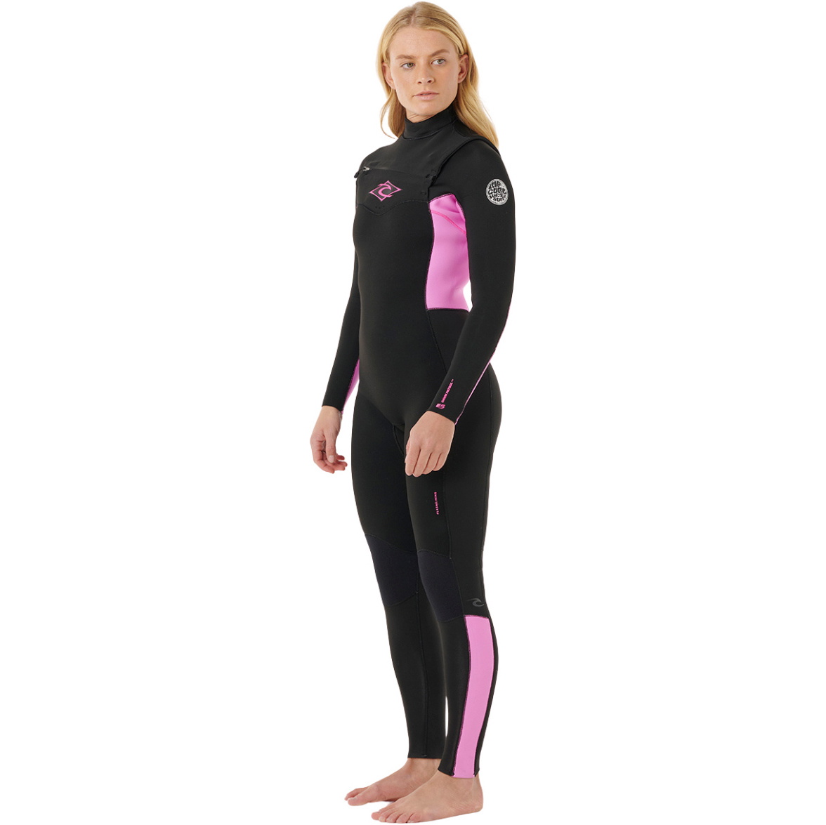2025 Rip Curl Womens Dawn Patrol 5/3mm Chest Zip Wetsuit 15ZWFS - Black / Pink